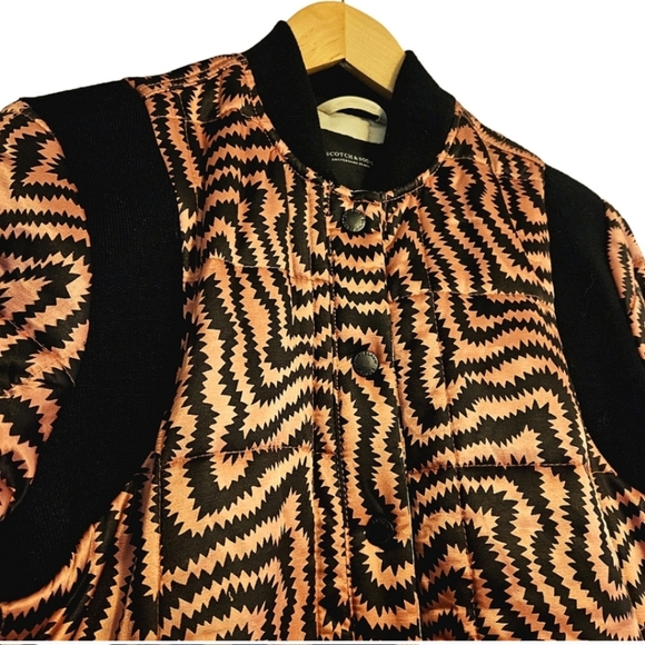 Anthropologie Scotch & Soda Metallic Pink and Black Bomber Jacket size XS - Picture 6 of 11